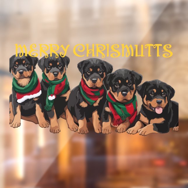 Autocollant Pour Fenêtre Merry Chrismutts Noël Festive Puppies de Noël (Feuille 2)