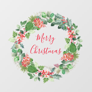 Autocollant Pour Fenêtre Merry Christmas Winter Foliing Wreath
