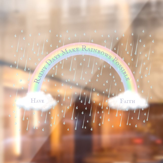 Autocollant Pour Fenêtre Message personnalisé Arc-en-ciel et Nuages Blancs  (Feuille 2)