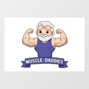 Autocollant Pour Fenêtre Mignon Papa Musclé Kawaii Barbu Bodybuilder