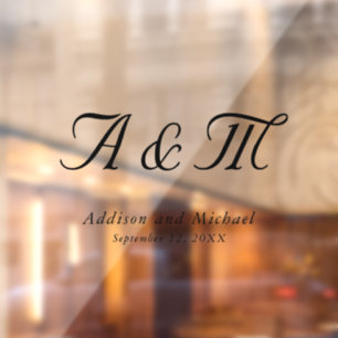 Autocollant Pour Fenêtre Minimal, Élégant, Monogramme, Mariage