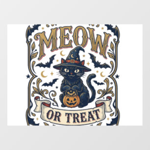 Autocollant Pour Fenêtre Minou ou traiter Chat Halloween Chat effrayant Vin