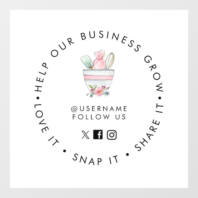 Autocollant Pour Fenêtre Mixage bow Bakery Les médias sociaux suivent Windo (Feuille)