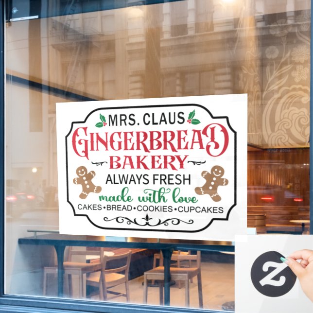 Autocollant Pour Fenêtre Mme Claus boulangerie pain d'épices Noël (Fenêtre de café)