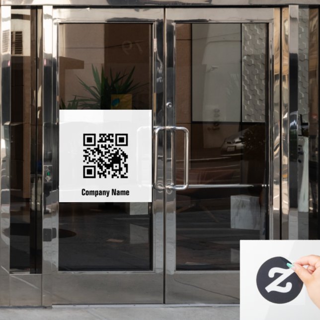 Autocollant Pour Fenêtre Modèle commercial noir et blanc de code QR  (Porte de bureau)