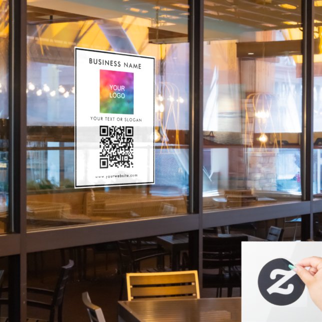 Autocollant Pour Fenêtre Modèle de code QR d'entreprise commerciale moderne (Fenêtre du restaurant)