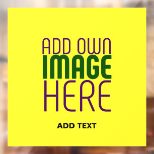 AUTOCOLLANT POUR FENÊTRE MODELE DE TEXTE D'IMAGE JAUNE BRILLANT ÉDITABLE MO