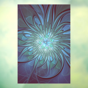 Autocollant Pour Fenêtre Moderne Abstrait tendance Fleur bleue Fractal Art