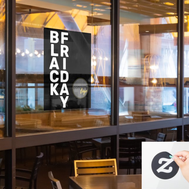 AUTOCOLLANT POUR FENÊTRE MODERNE BLANC NOIR VENDREDI AFFICHAGE DE LOGO D'AF (Fenêtre du restaurant)