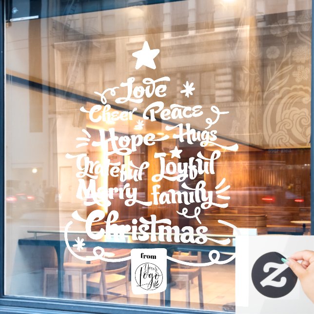 Autocollant Pour Fenêtre Moderne citations de sapin de Noël typographie log (Fenêtre de café)