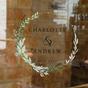 Autocollant Pour Fenêtre Moderne, élégant, eucalyptus, mariage