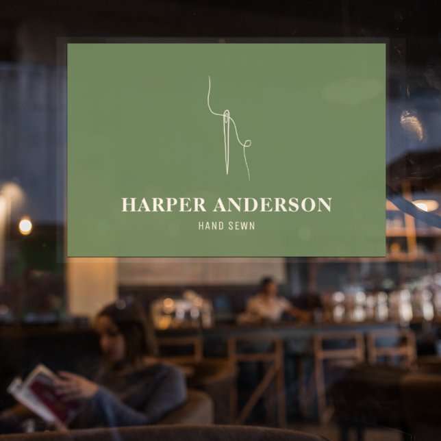 Autocollant Pour Fenêtre Moderne minimal de couture à la main verte profess (Créateur téléchargé)