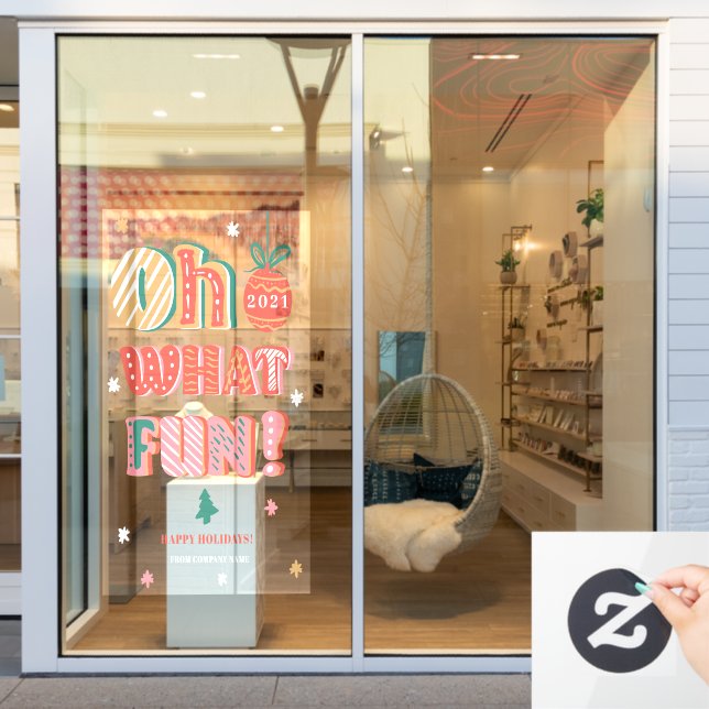 Autocollant Pour Fenêtre Moderne Noël Oh quelle joie lettre manuscrite (Vitrine du magasin)