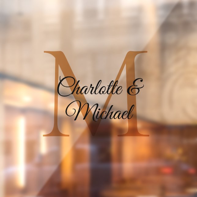 Autocollant Pour Fenêtre Moderne, simple, élégant, mariage monogramme (Feuille 2)