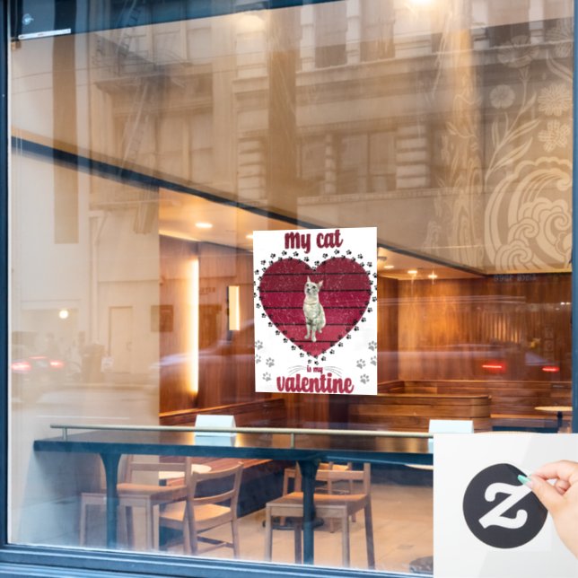 Autocollant Pour Fenêtre Mon Chat Est Ma Saint Valentin (Fenêtre de café)