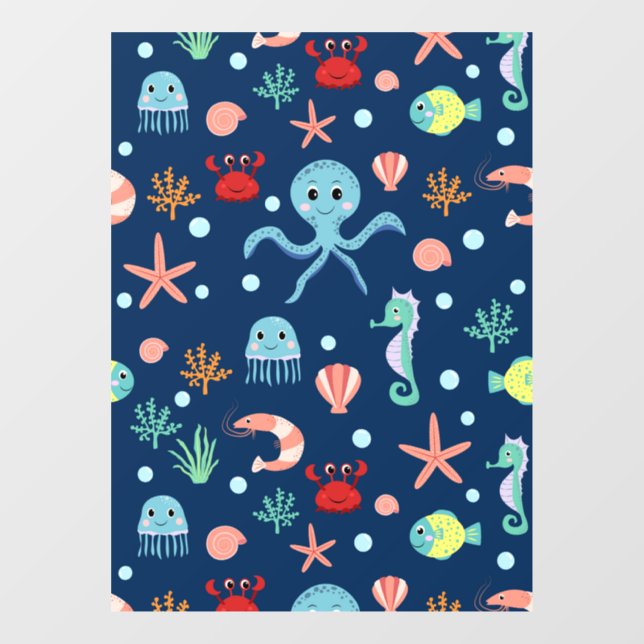 Autocollant Pour Fenêtre Monde marin (Feuille)