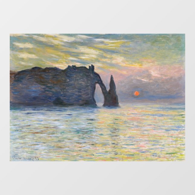 Autocollant Pour Fenêtre Monet - Le Manneport, Falaise à Etretat, coucher d (Feuille)