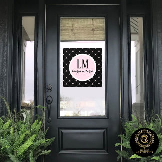 Autocollant Pour Fenêtre Monogramme à l'arc noir et rose