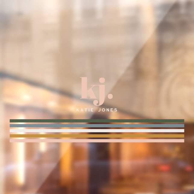 Autocollant Pour Fenêtre Monogramme à rayures rétro chic (Feuille 2)