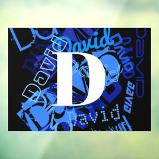 Autocollant Pour Fenêtre Monogramme bleu créatif