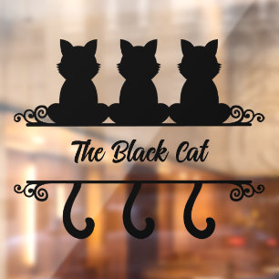 Autocollant Pour Fenêtre Monogramme de chat noir customisé