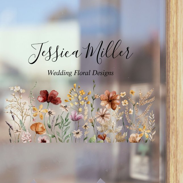 Autocollant Pour Fenêtre Monogramme Élégant Jolie Aquarelle Fleur Sauvage (In situ)