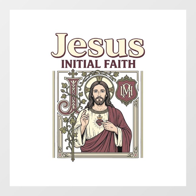 Autocollant Pour Fenêtre Monogramme initial de Jésus Foi Monogramme initial (Feuille)