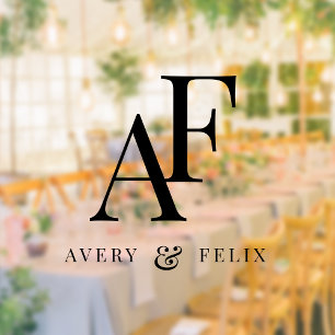 Autocollant Pour Fenêtre Monogramme mariage Élégant Simple Minimal