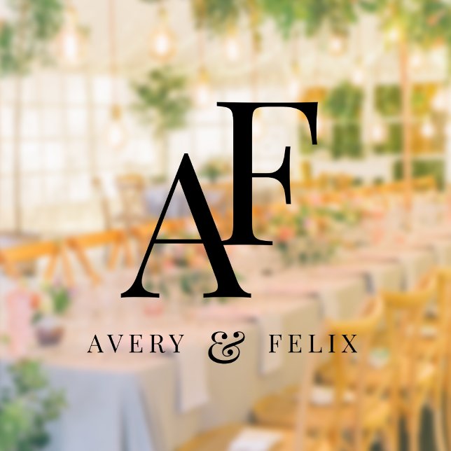 Autocollant Pour Fenêtre Monogramme mariage Élégant Simple Minimal (Créateur téléchargé)