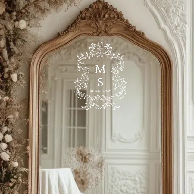 Autocollant Pour Fenêtre Monogramme Mariage moderne Miroir assise Tableau D (Créateur téléchargé)