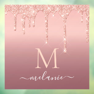 Autocollant Pour Fenêtre Monogramme Nom Rose Clouer la fenêtre Étincelle