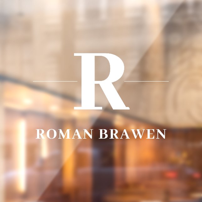 Autocollant Pour Fenêtre Monogramme | Plaque de nom moderne élégant minimal (Feuille 2)