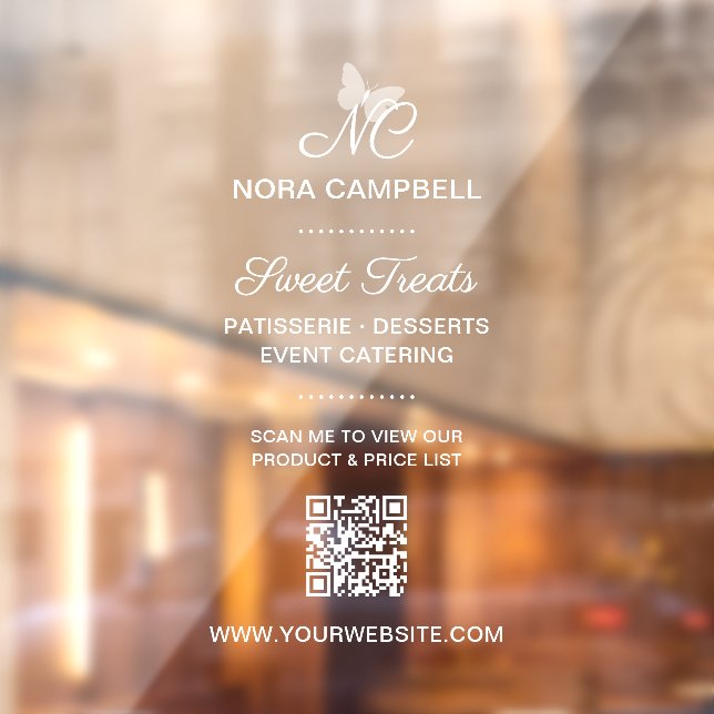 Autocollant Pour Fenêtre Monogramme Professionnel Simple Code QR du Nom de  (Feuille 2)