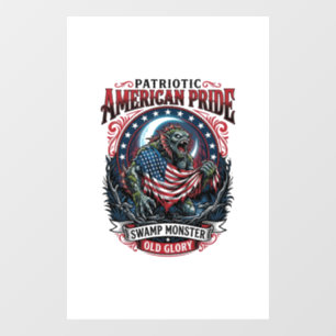 Autocollant Pour Fenêtre Monstre des marais patriotique Monstre d'horreur d