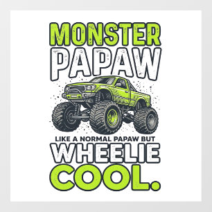 Autocollant Pour Fenêtre Monstre Papaw Roues Cool Drôle Monstre Camion Dés