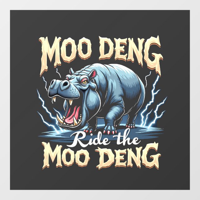 Autocollant Pour Fenêtre Moo Deng Ride Moo Deng Funny Hippo (Feuille)
