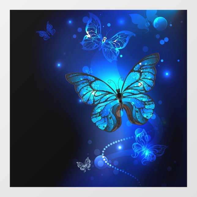 Autocollant Pour Fenêtre Morpho Butterfly in the Dark Background (Feuille)