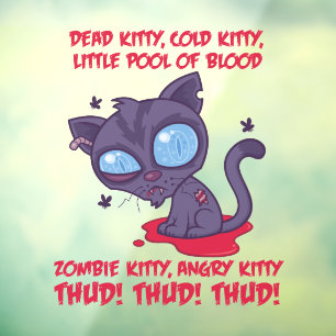 Autocollant Pour Fenêtre Morte Cold Angry Zombie Kitty