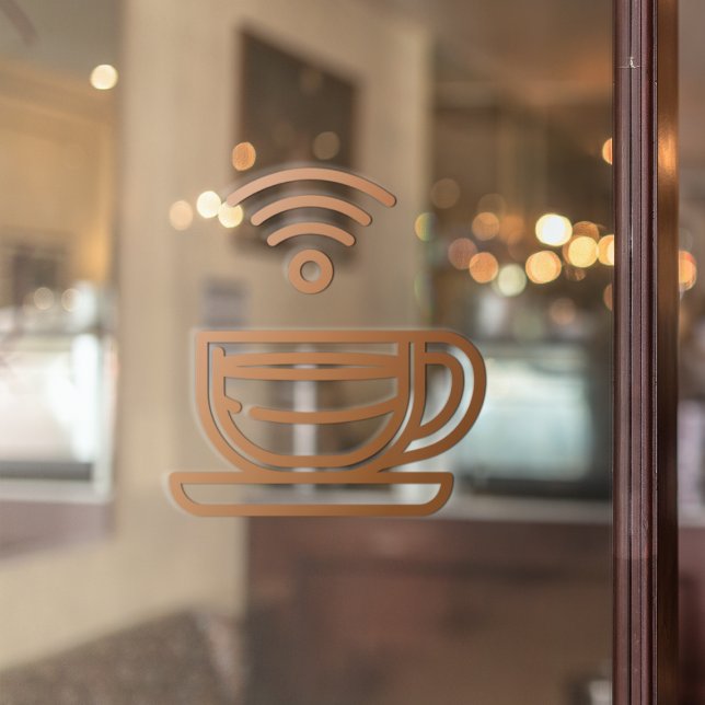 Autocollant Pour Fenêtre Mot de passe de réseau WIFI gratuit Café Brown (Créateur téléchargé)