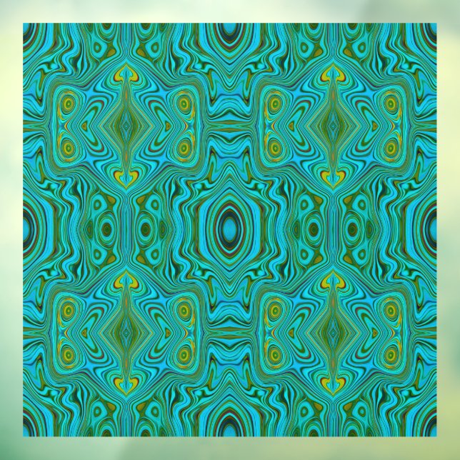 Autocollant Pour Fenêtre Motif Abstrait Trippy Retro Turquoise Chartreuse (Feuille 3)