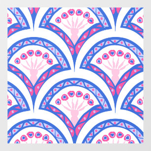 Autocollant Pour Fenêtre motif damassé floral bleu