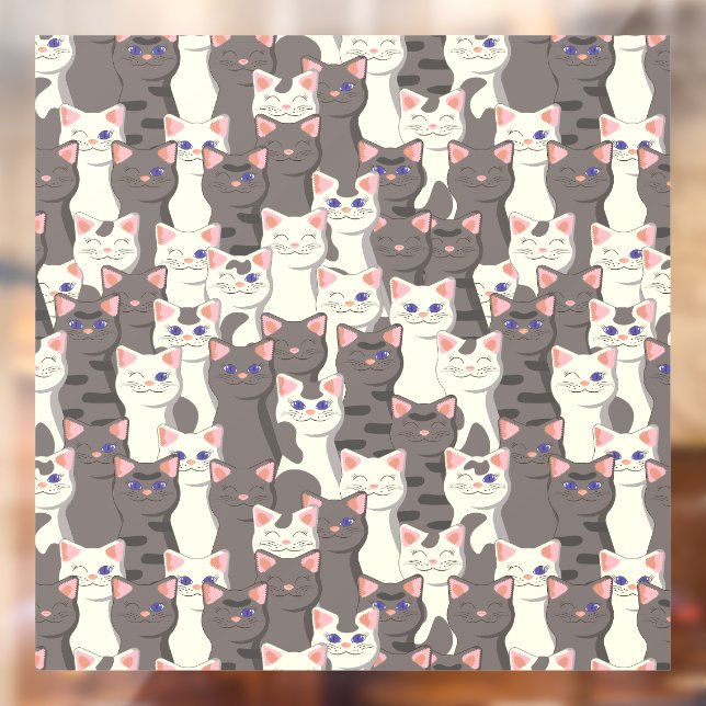 Autocollant Pour Fenêtre Motif de chats blancs et gris (Feuille 2)