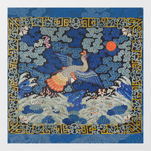 Autocollant Pour Fenêtre Motif de grue chinoise vintage : bleu impérial