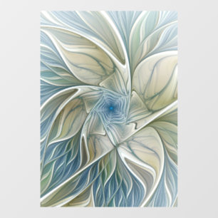 Autocollant Pour Fenêtre Motif de rêve floral Abstrait Bleu Kaki Fractal