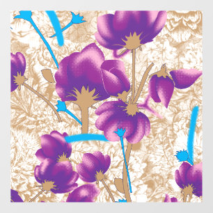 Autocollant Pour Fenêtre Motif floral vibrant avec du violet et du bleu
