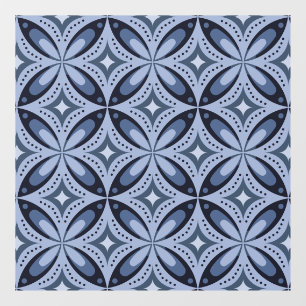 Autocollant Pour Fenêtre Motif géométrique bleu de style rétro