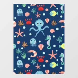 Autocollant Pour Fenêtre Motif mignon de vie marine de l'océan