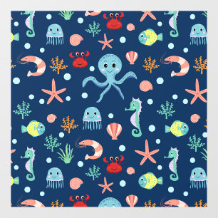 Autocollant Pour Fenêtre Motif mignon de vie marine de l'océan