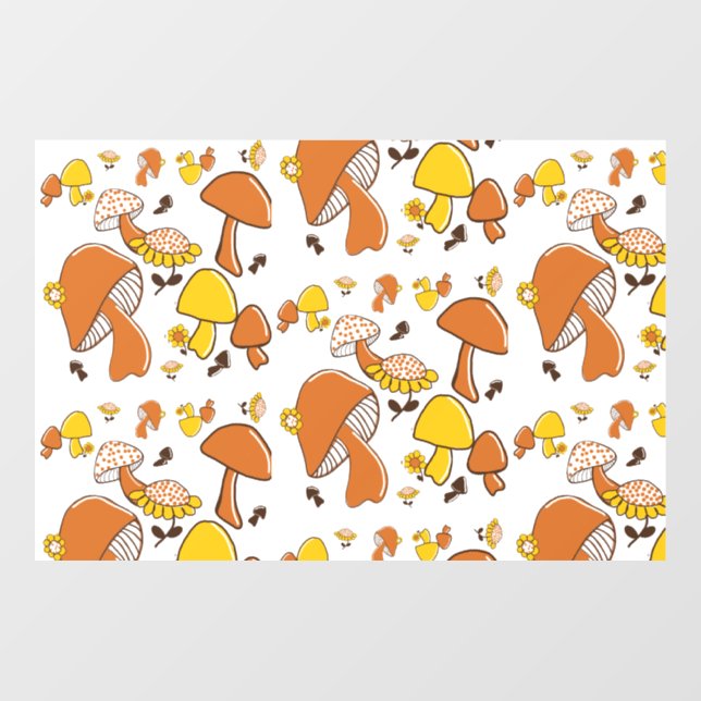 Autocollant Pour Fenêtre Motif nostalgique de champignons (Feuille)