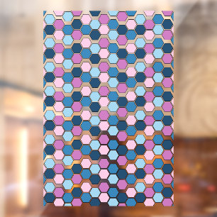 Autocollant Pour Fenêtre Motif Twilight City Blue et rose Hexagon